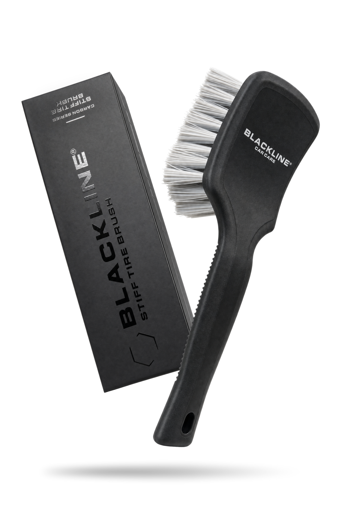 Blackline Stiff Bristle Tire Brush with firm nylon bristles for tire and wheel scrubbing