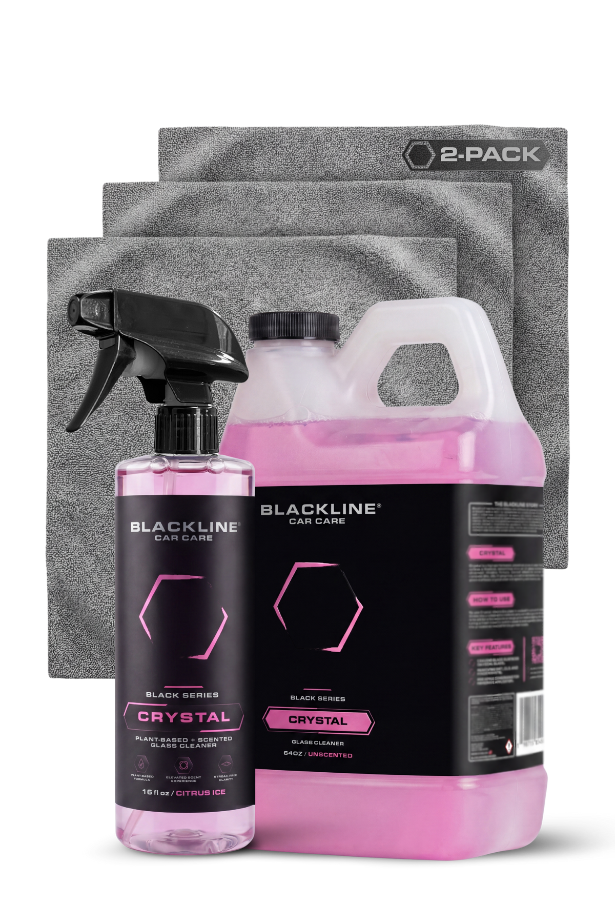 Blackline Crystal Glass Cleaner ultimate bundle set with spray bottles and accessories